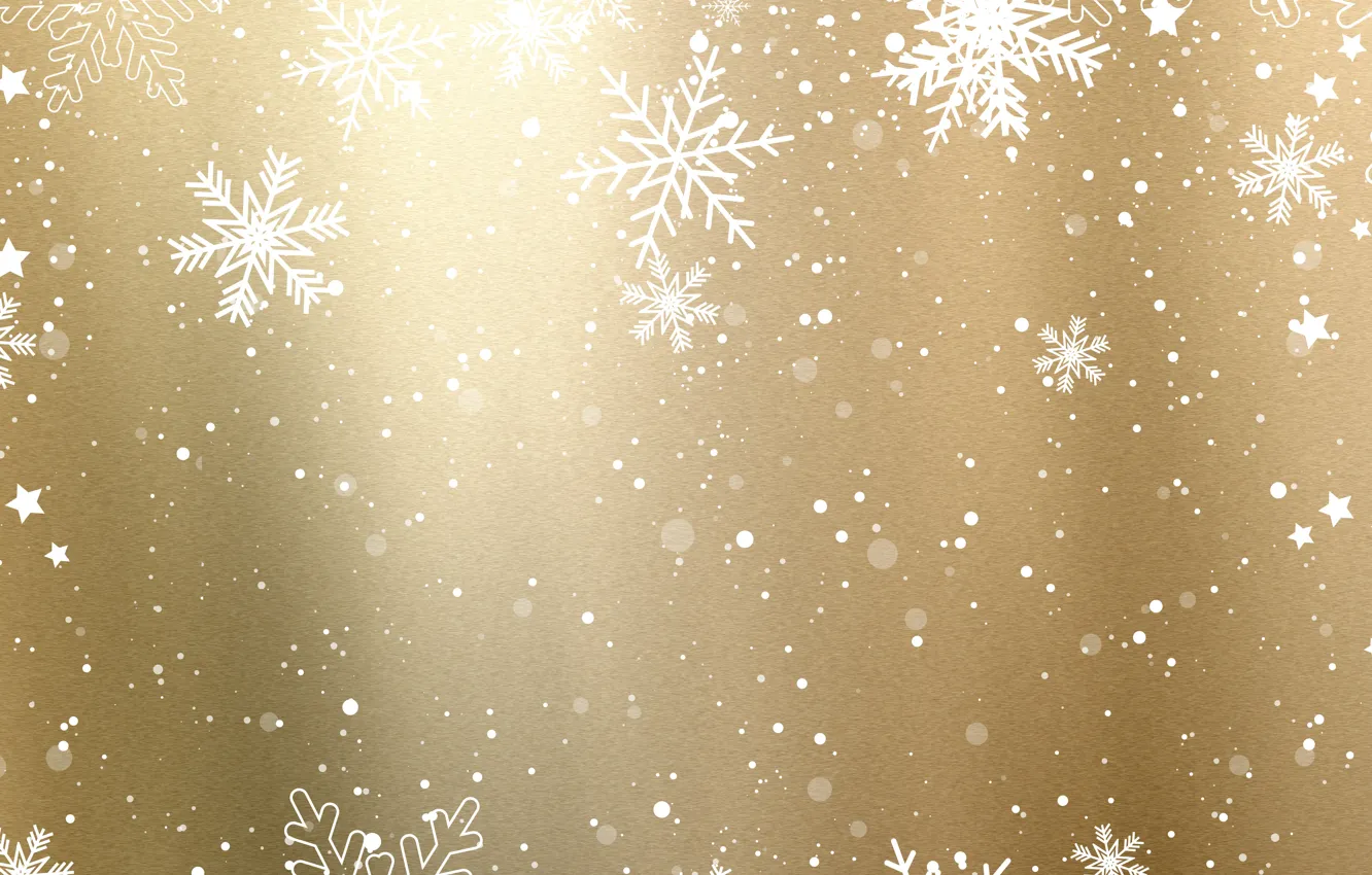 Photo wallpaper winter, snow, snowflakes, background, golden, Christmas, winter, background