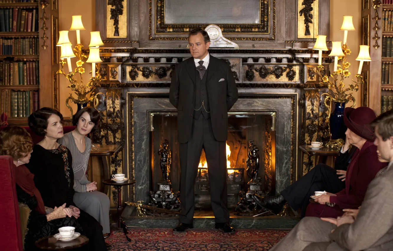 Photo wallpaper interior, fireplace, the series, actors, drama, characters, Downton Abbey