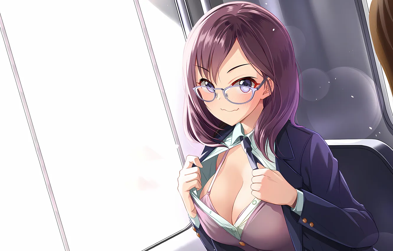 Photo wallpaper girl, sexy, lingerie, bra, cleavage, long hair, boobs, anime