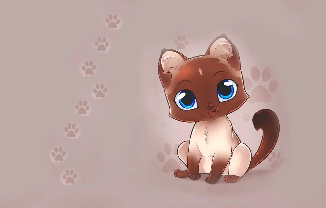 Photo wallpaper traces, mood, baby, art, kitty, children's