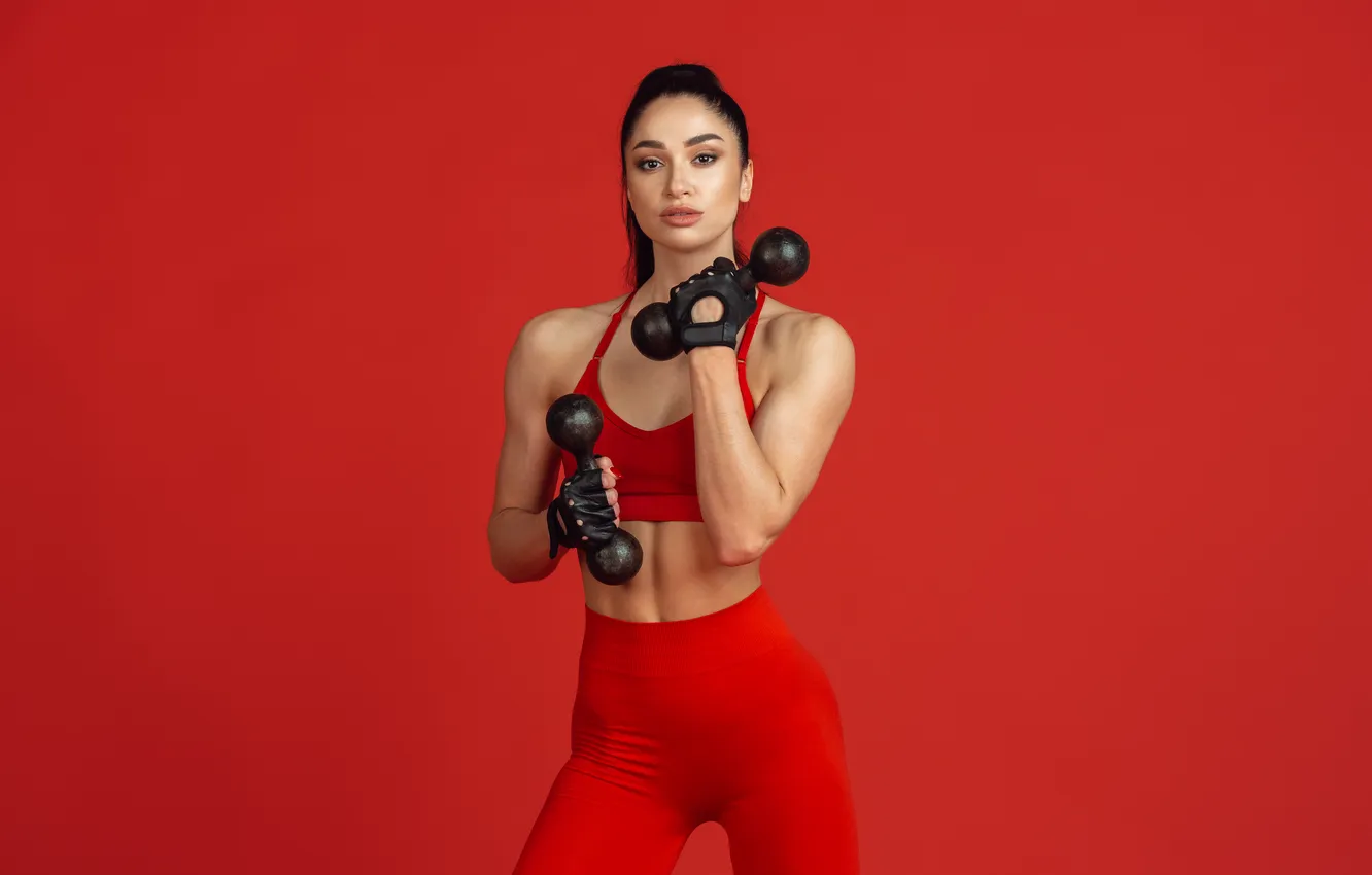 Photo wallpaper young, beautiful, female, athlete, practicing