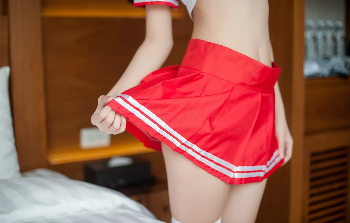 Photo wallpaper girl, style, tummy, skirt, mini, figure, legs