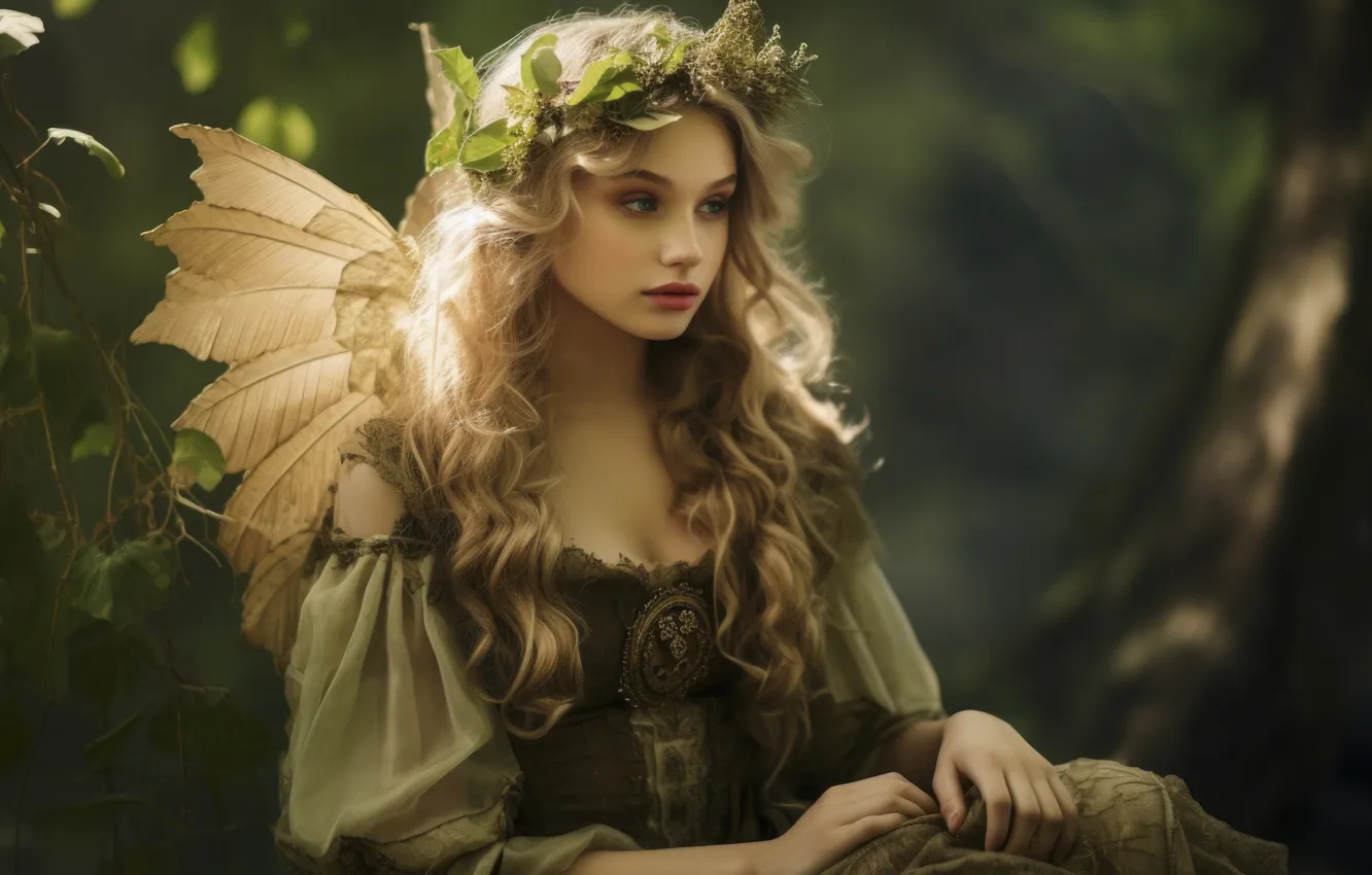 Photo wallpaper girl, fairy, fantasy, elf, AI art, neural network