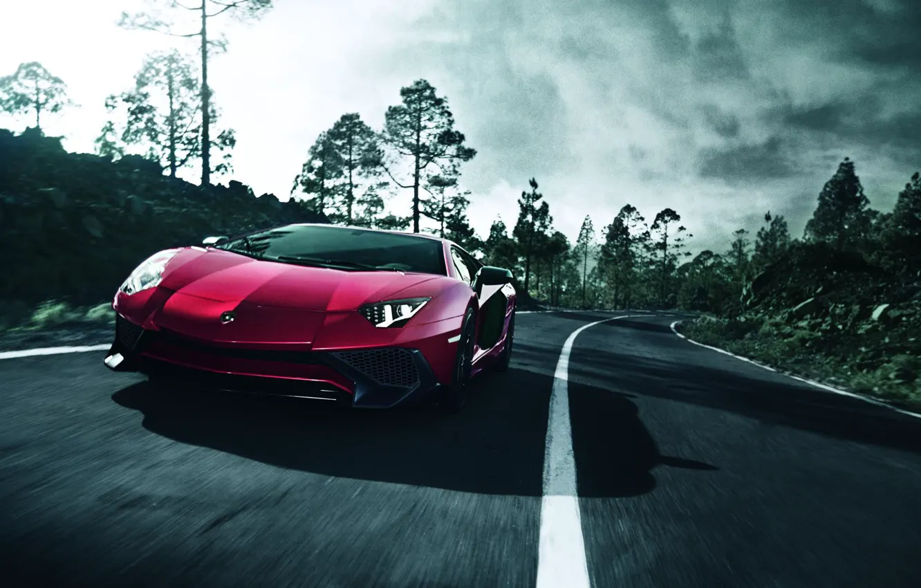 Photo wallpaper Lamborghini, Red, SuperVeloce, Aventador, LP-750