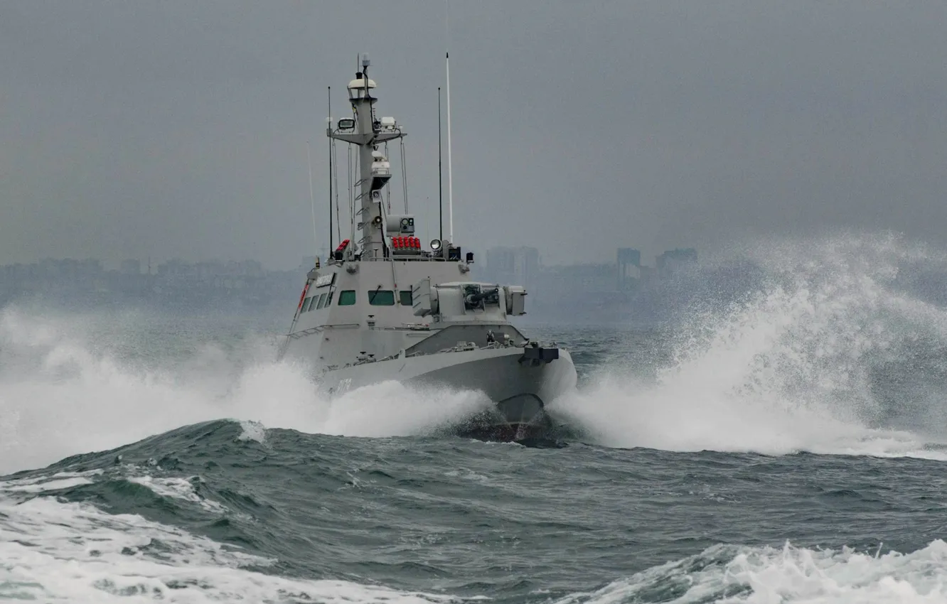 Photo wallpaper sea, wave, foam, Navy, Ukraine, Navy, Gyurza-M, The Ukrainian Navy