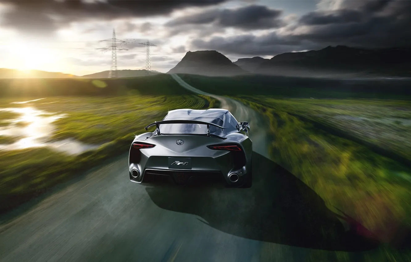 Photo wallpaper Concept, Toyota, Car, Speed, Sun, Road, Automotive, Rear