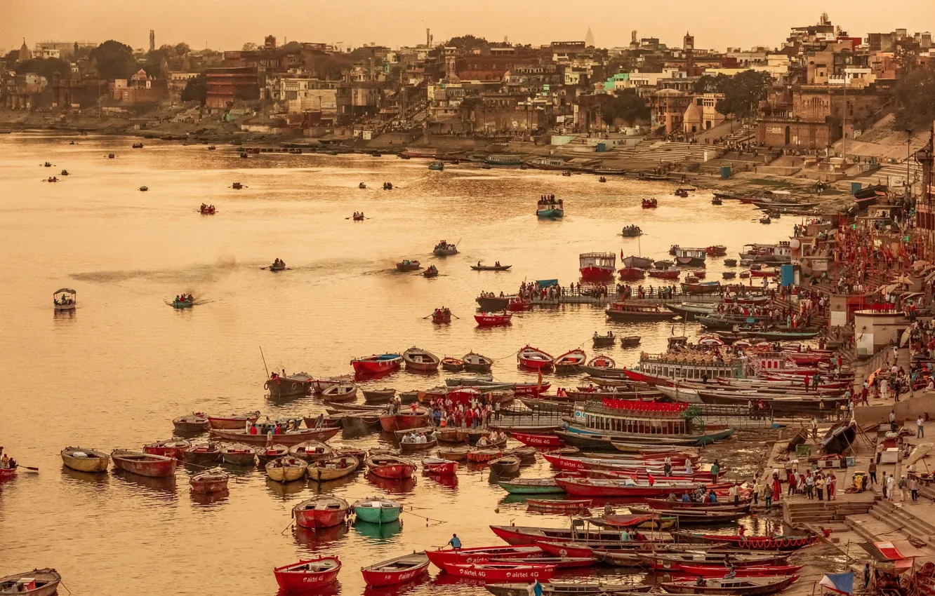 Photo wallpaper the city, India, port, Varanasi