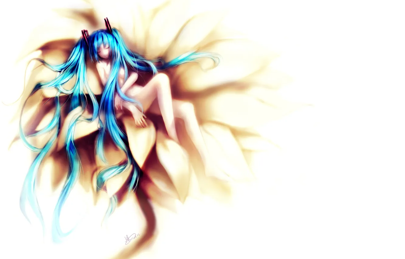 Photo wallpaper chest, girl, art, vocaloid, hatsune miku, Vocaloid, naked, urami