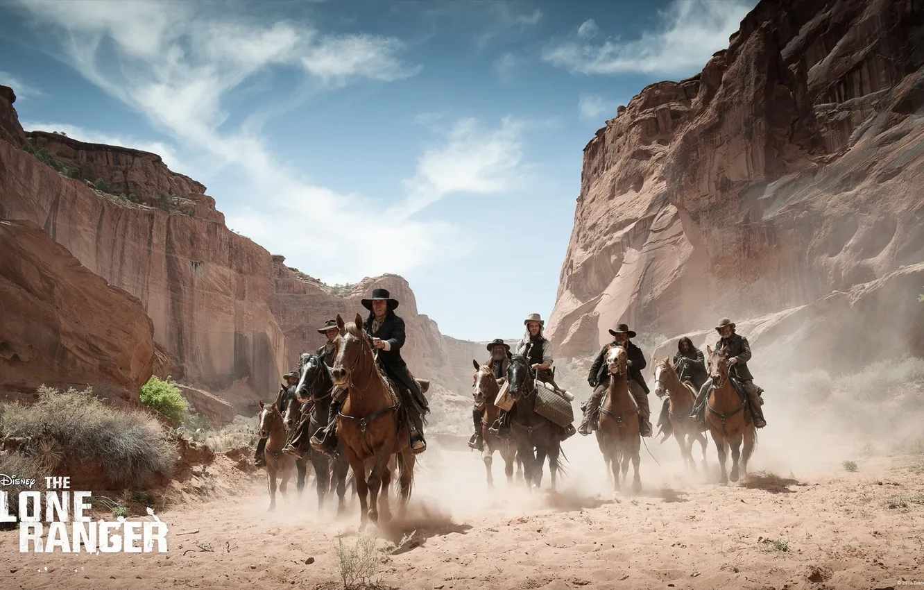 Photo wallpaper actor, desert, mountain, Western, horse, The Lone Ranger, The lone Ranger, William Fichtner
