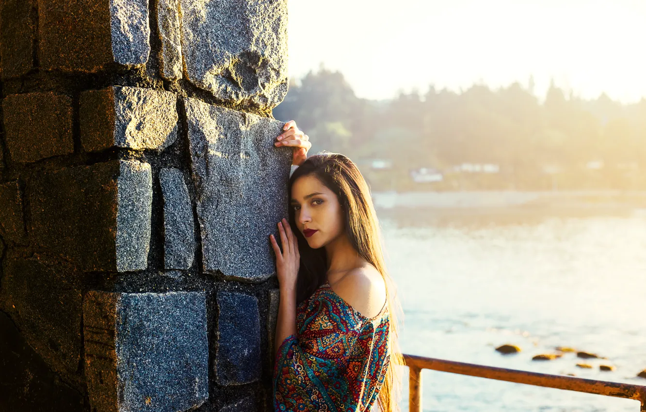 Photo wallpaper look, girl, wall, Carla