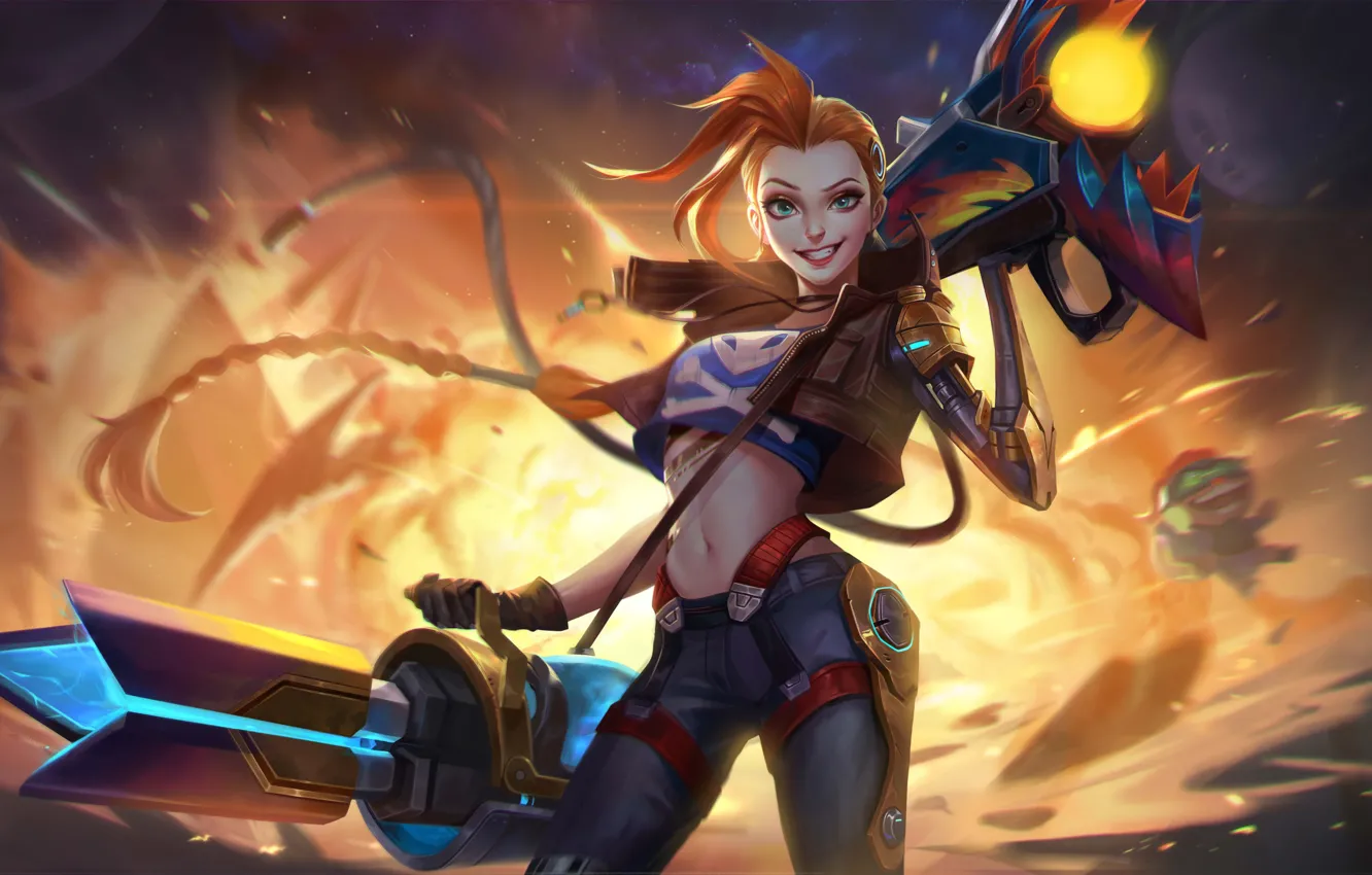 Photo wallpaper the explosion, smile, weapons, the game, flash, explosion, game, green eyes