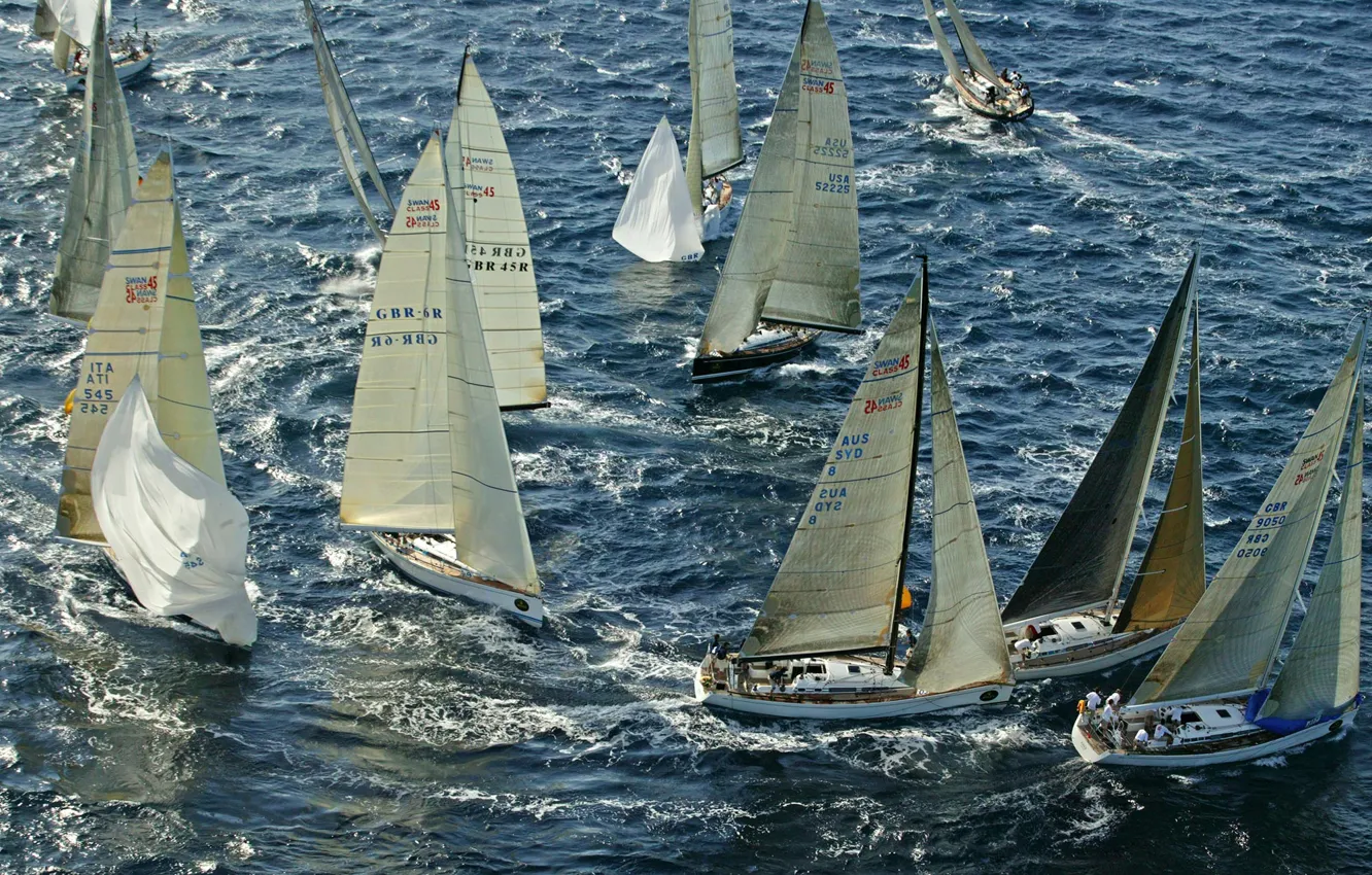 Photo wallpaper sea, race, sport, yachts, boats, sails, regatta, Rolex Swan Cup