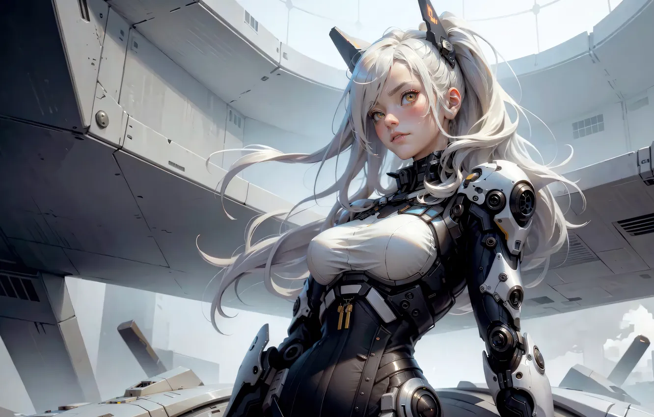 Photo wallpaper blonde, beautiful girl, digital art, digital art, artificial intelligence, android girl, Stable Diffusion, Stability AI