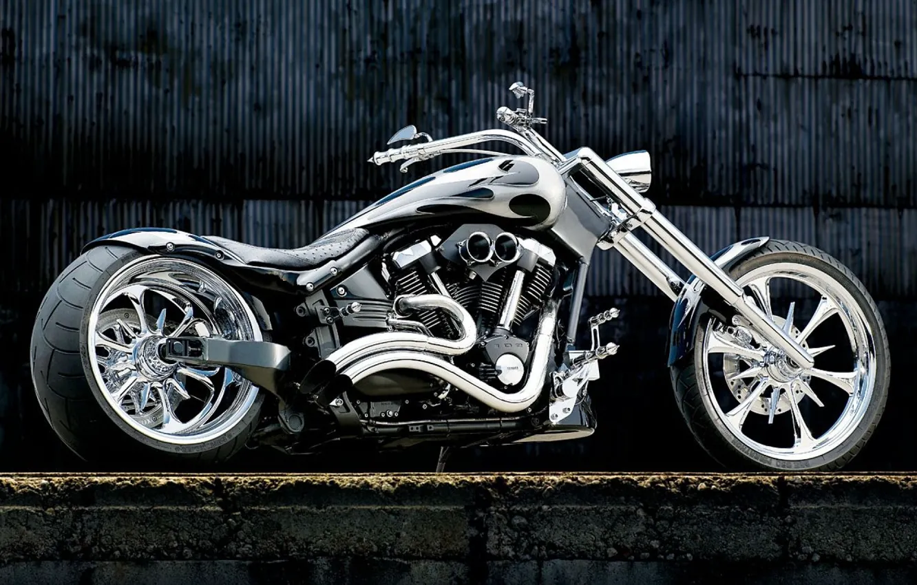 Photo wallpaper motorcycle, chrome, yamaha, chopper, bike, chopper