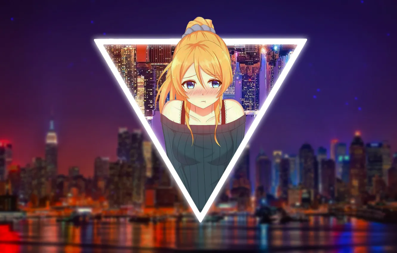 Photo wallpaper city, girl, anime, night