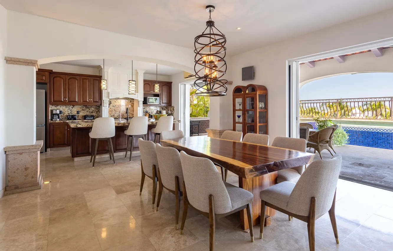 Photo wallpaper style, interior, House Gets, Punta Gorda, Avenue, kitchen, Villa, pool