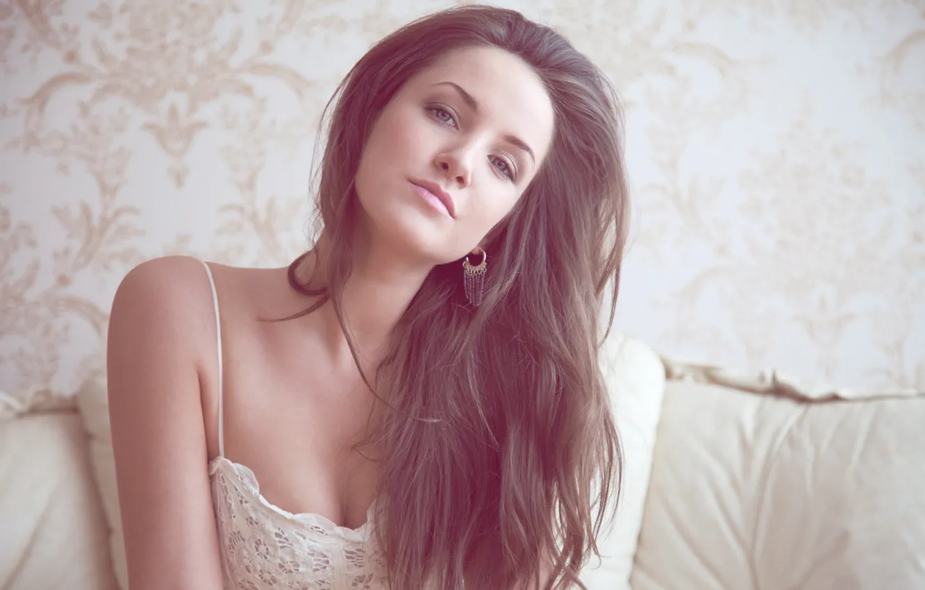 Photo wallpaper look, girl, brunette, cute girl