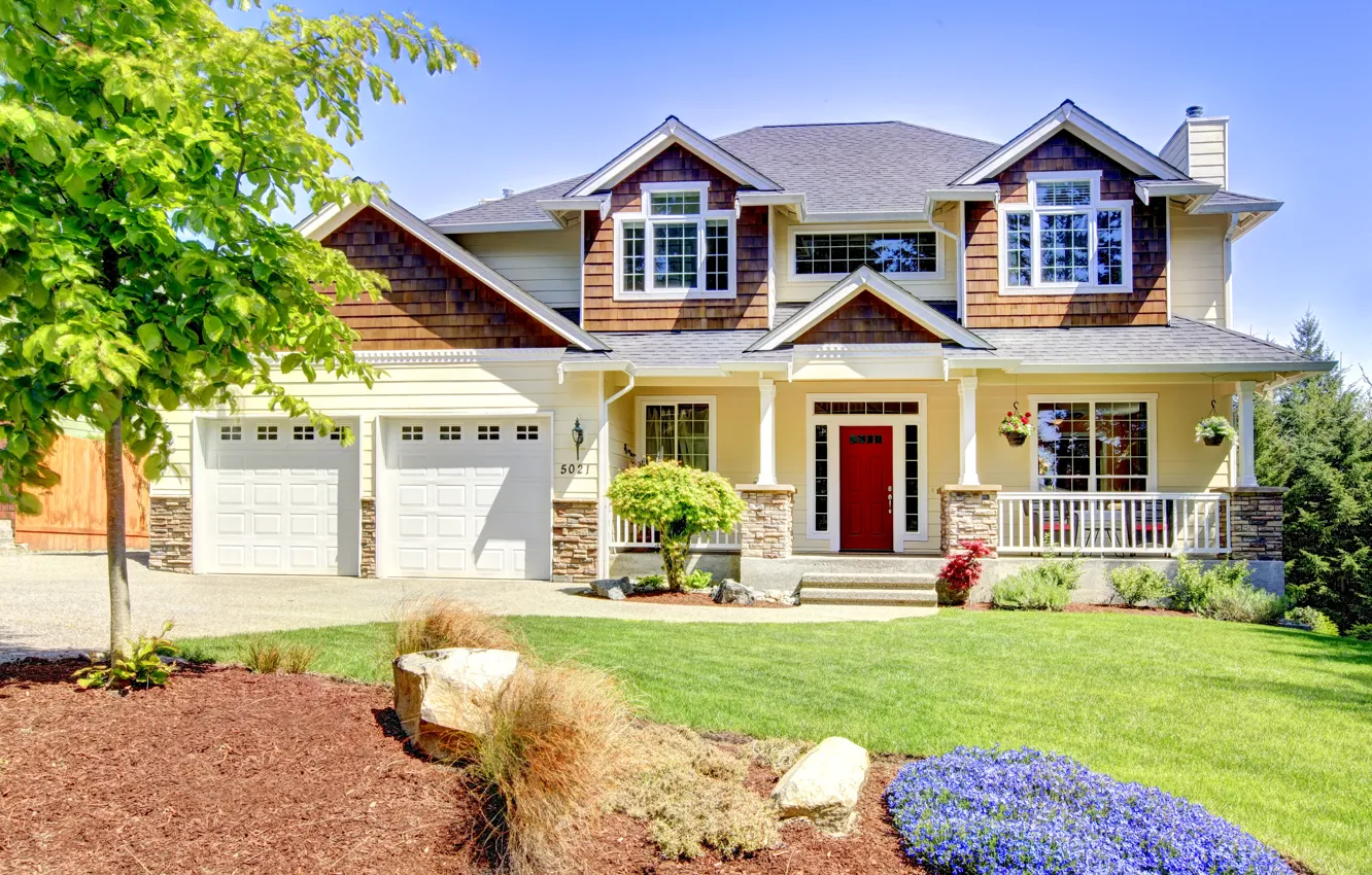 Photo wallpaper grass, design, home, mansion