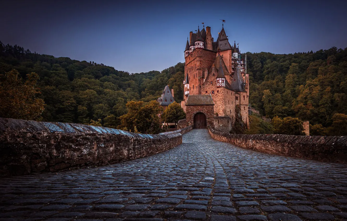 Photo wallpaper forest, bridge, castle, Germany, bridge, Germany, Eltz Castle, ELTZ Castle