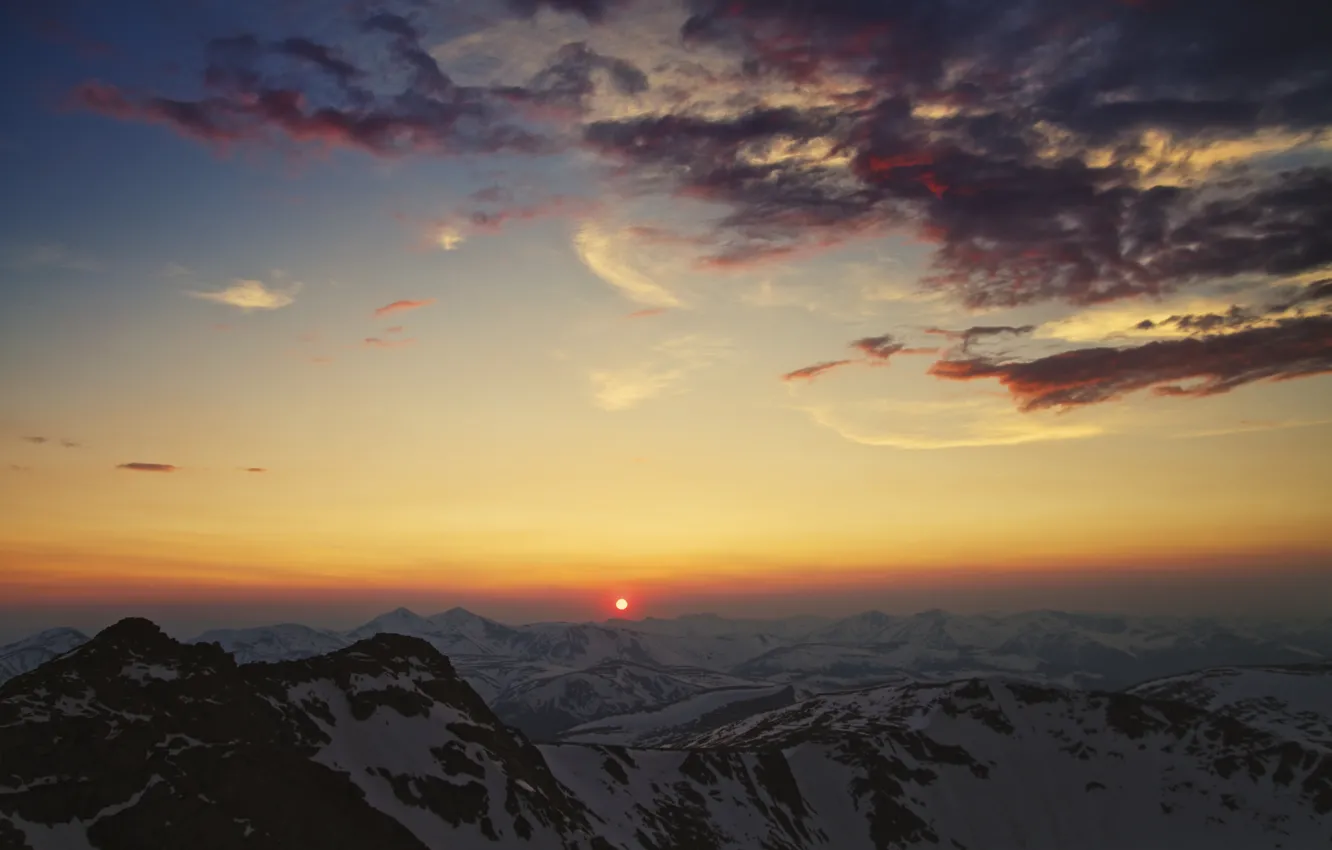 Photo wallpaper the sky, the sun, clouds, sunset, The Mountains Of The Cordillera