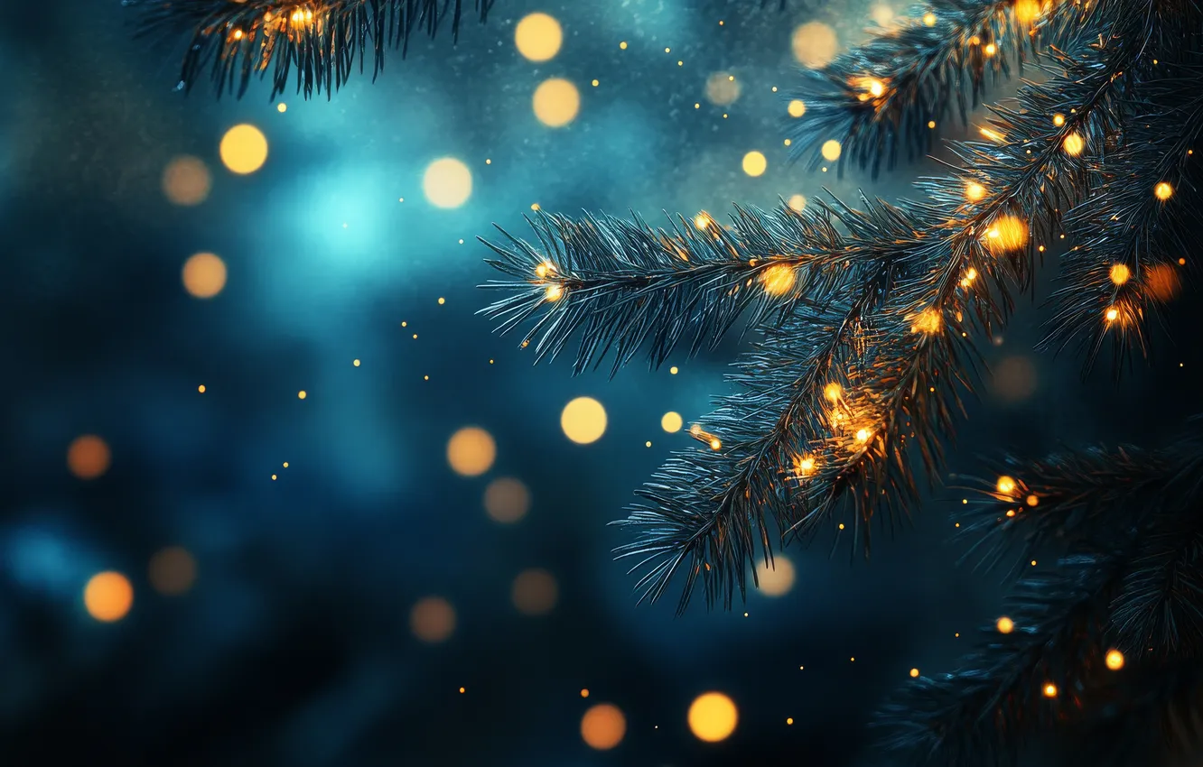 Photo wallpaper light, branches, lights, lights, new year, texture, Christmas, garland