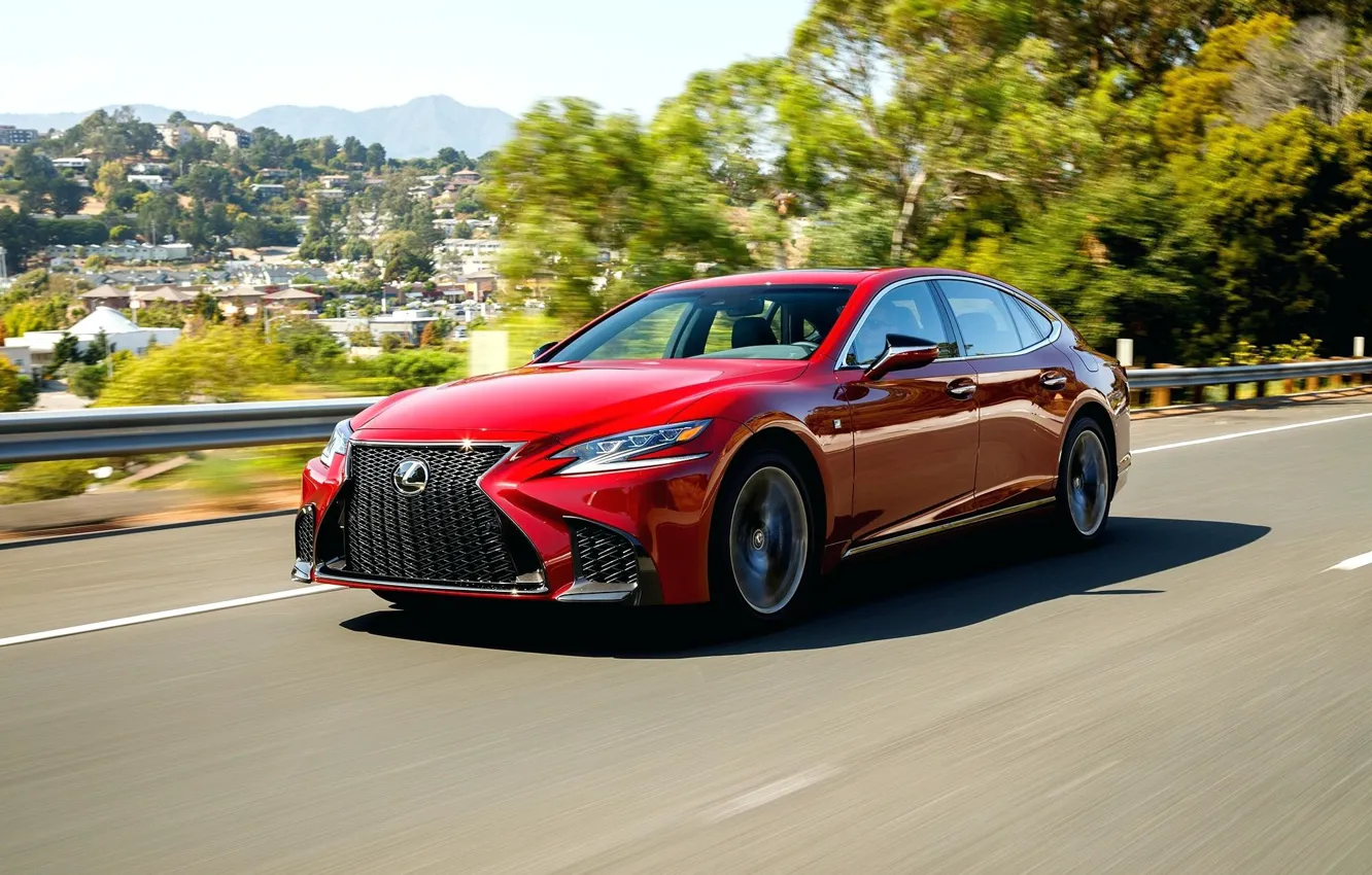 Photo wallpaper Lexus, Sport, red, red, speed, Lexus, road, side