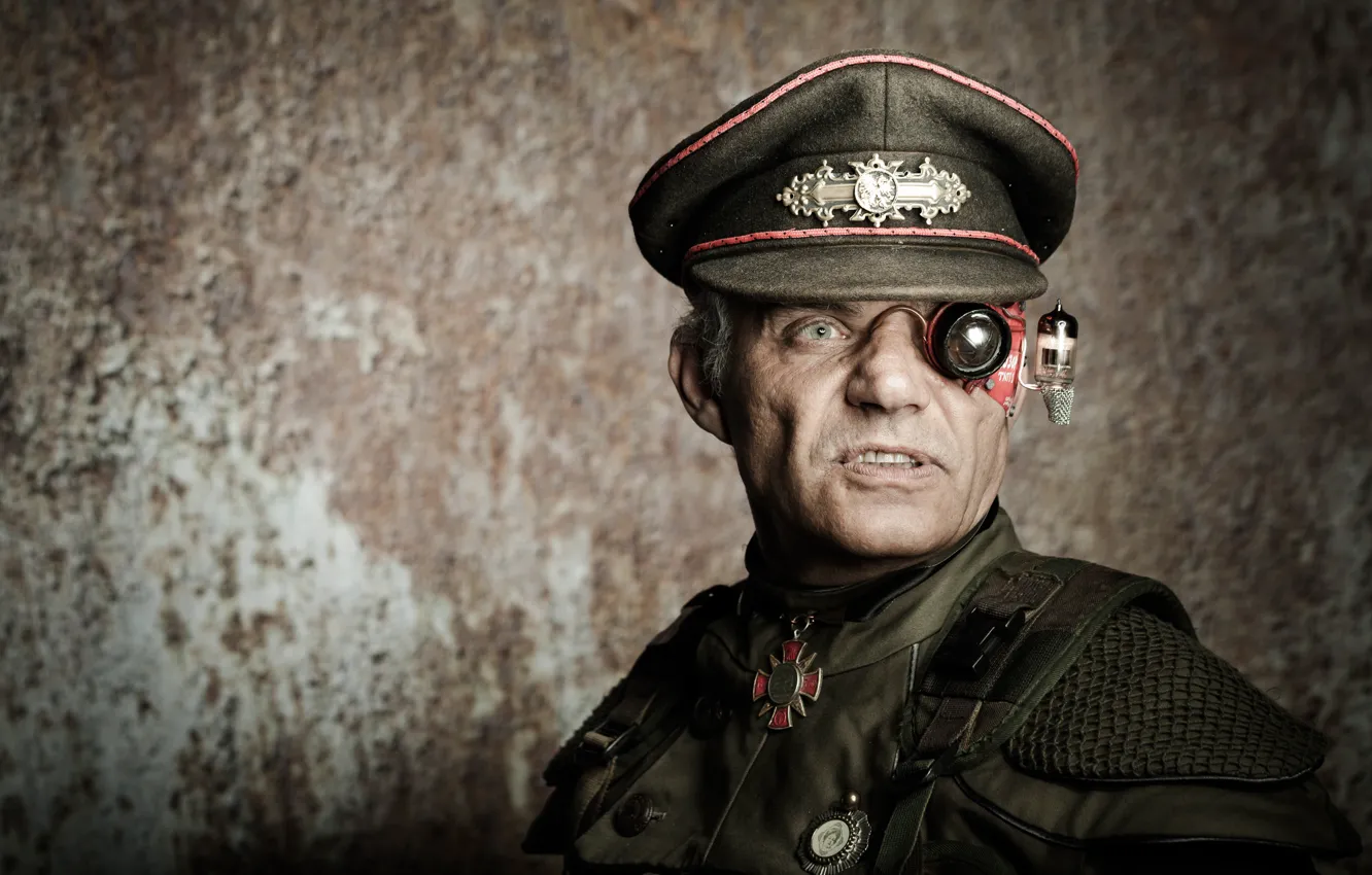 Photo wallpaper face, background, steampunk, male