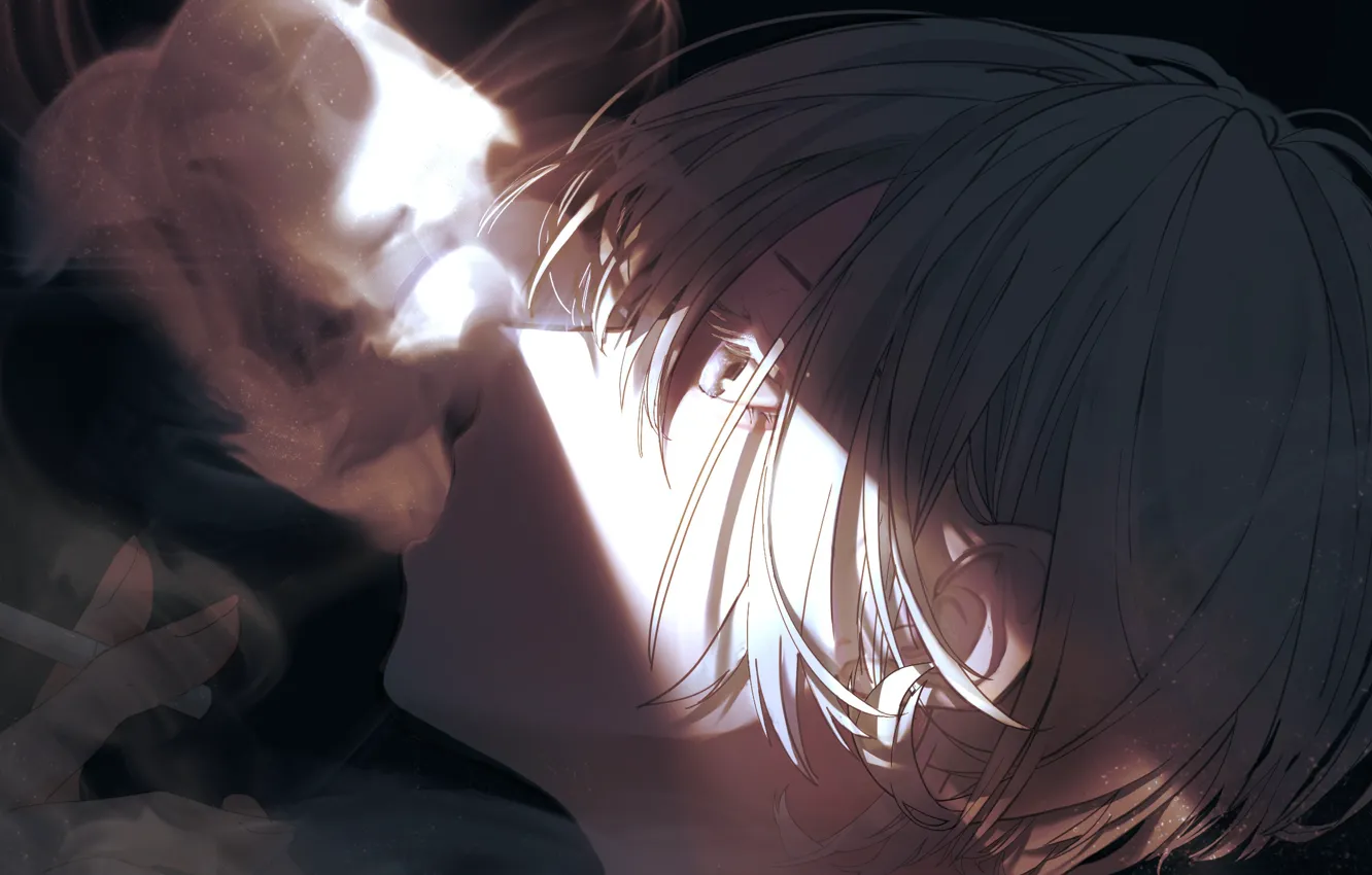 Photo wallpaper smoke, guy, smokes