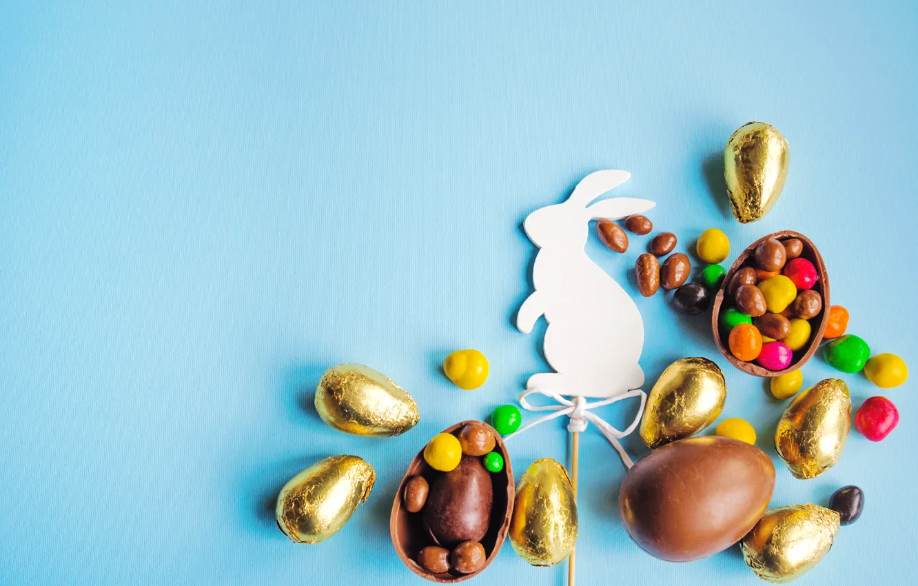 Photo wallpaper holiday, chocolate, rabbit, candy, Easter