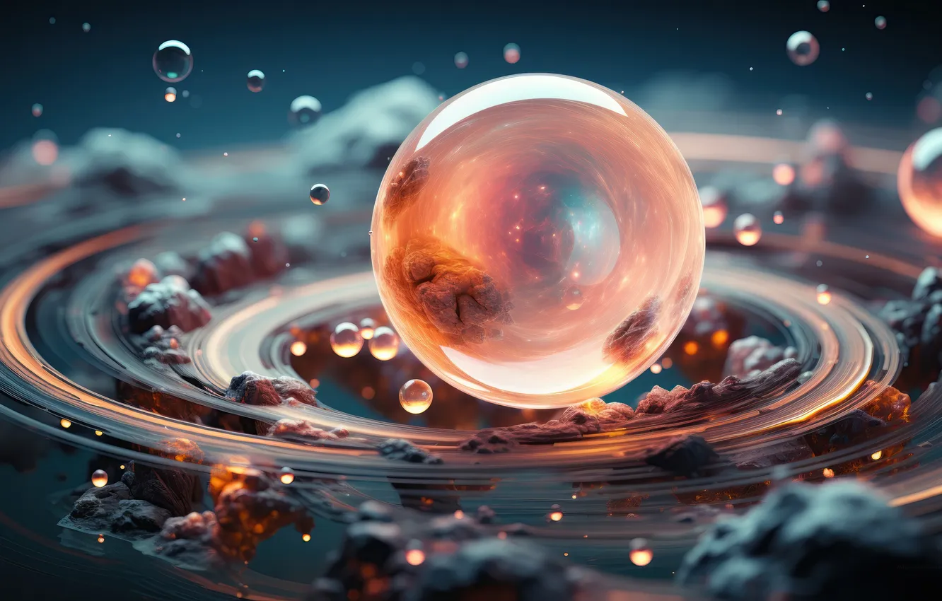 Photo wallpaper balls, circles, drops, abstraction