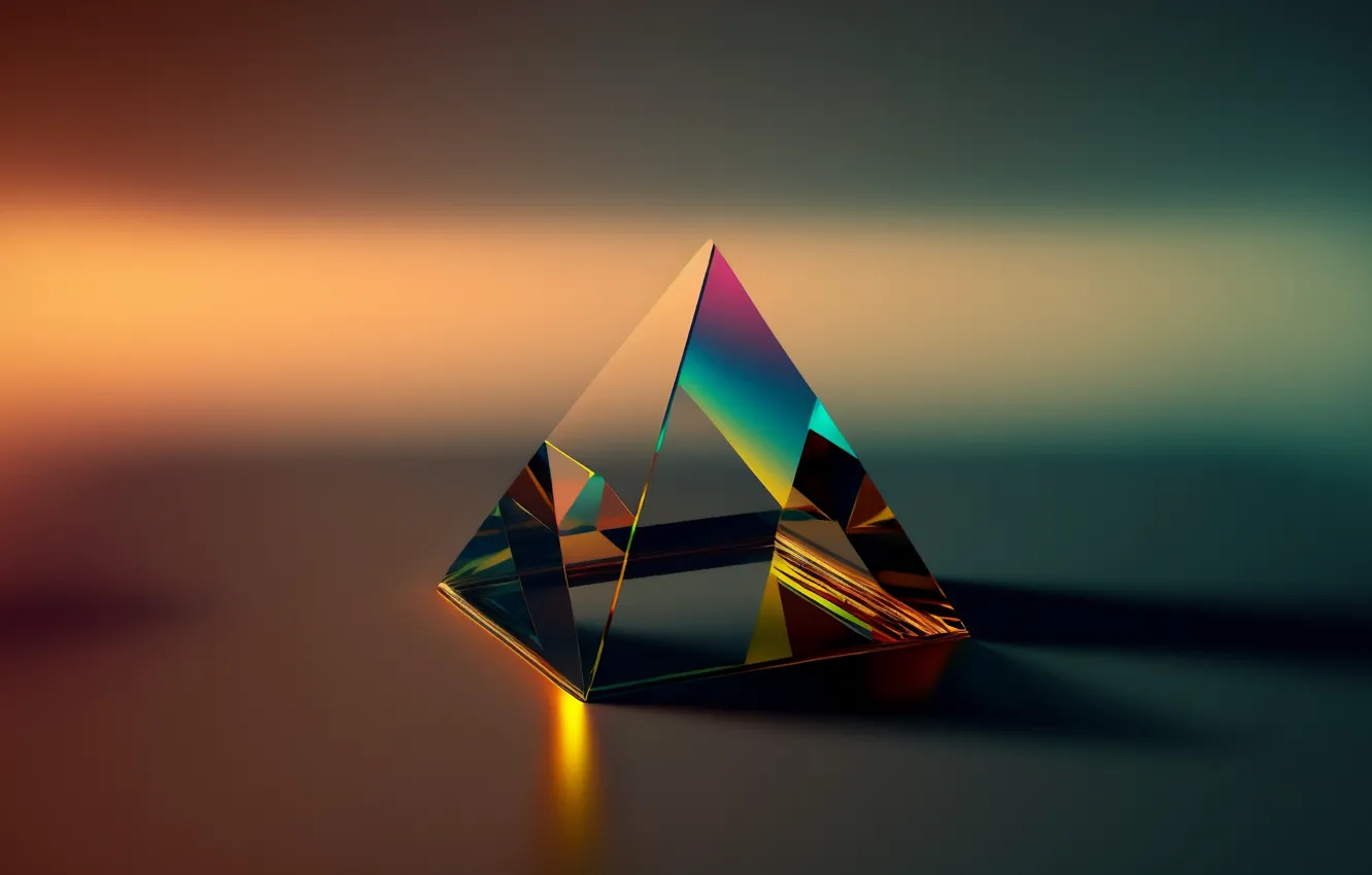Photo wallpaper glass, abstraction, pyramid
