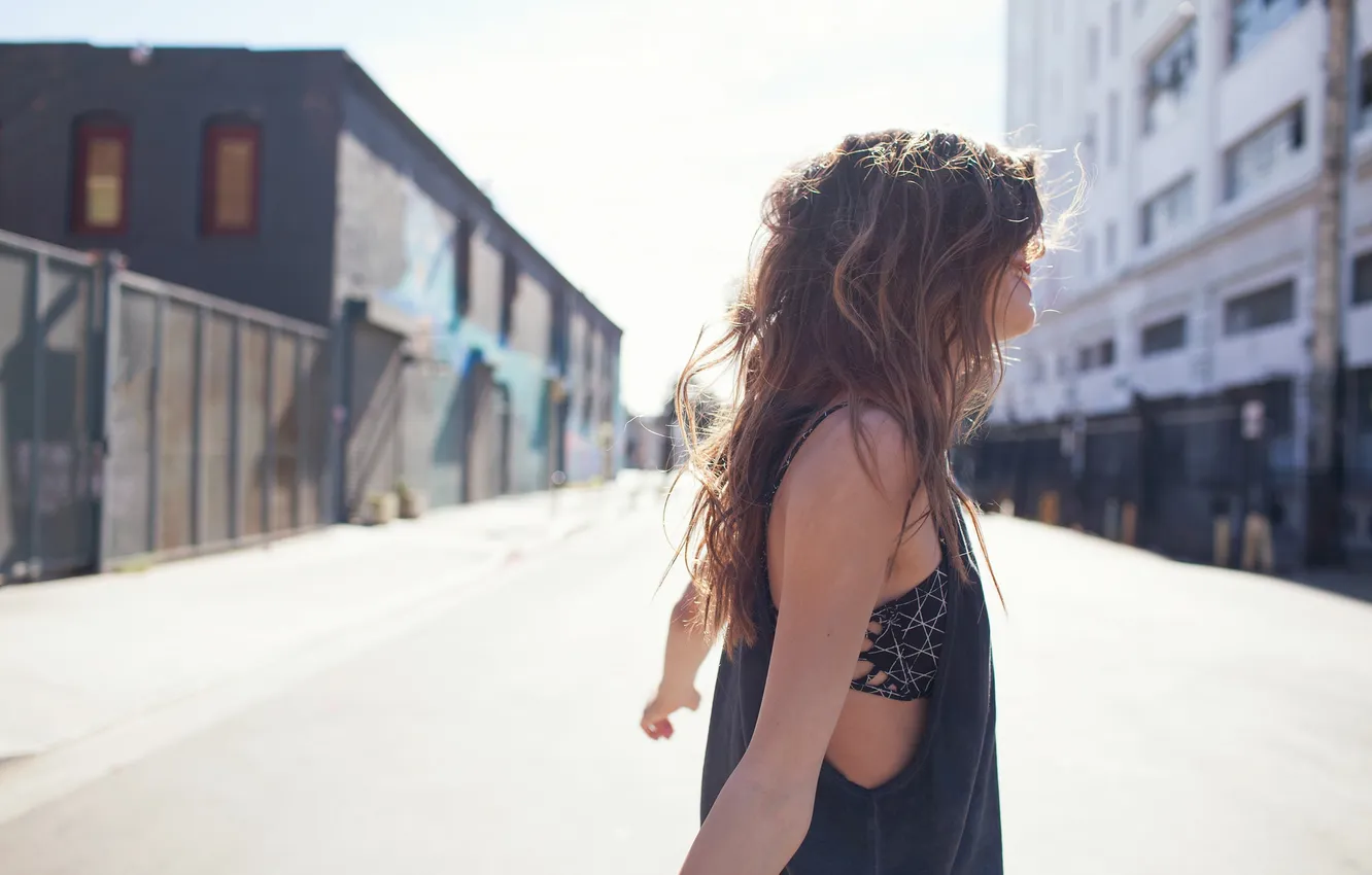 Photo wallpaper summer, girl, street, hair