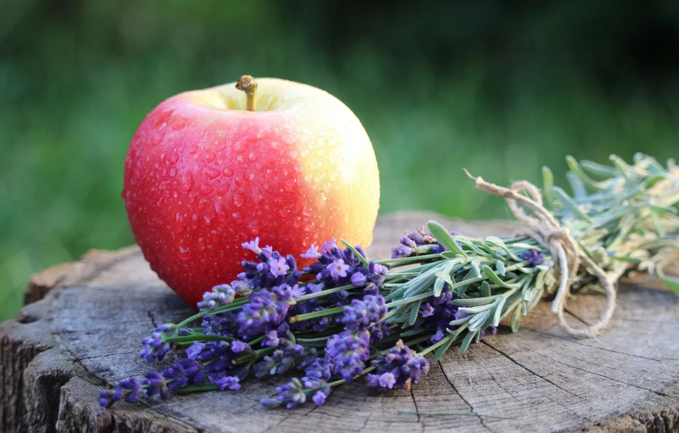 Photo wallpaper flowers, Apple, fruit, lavender, the fruit