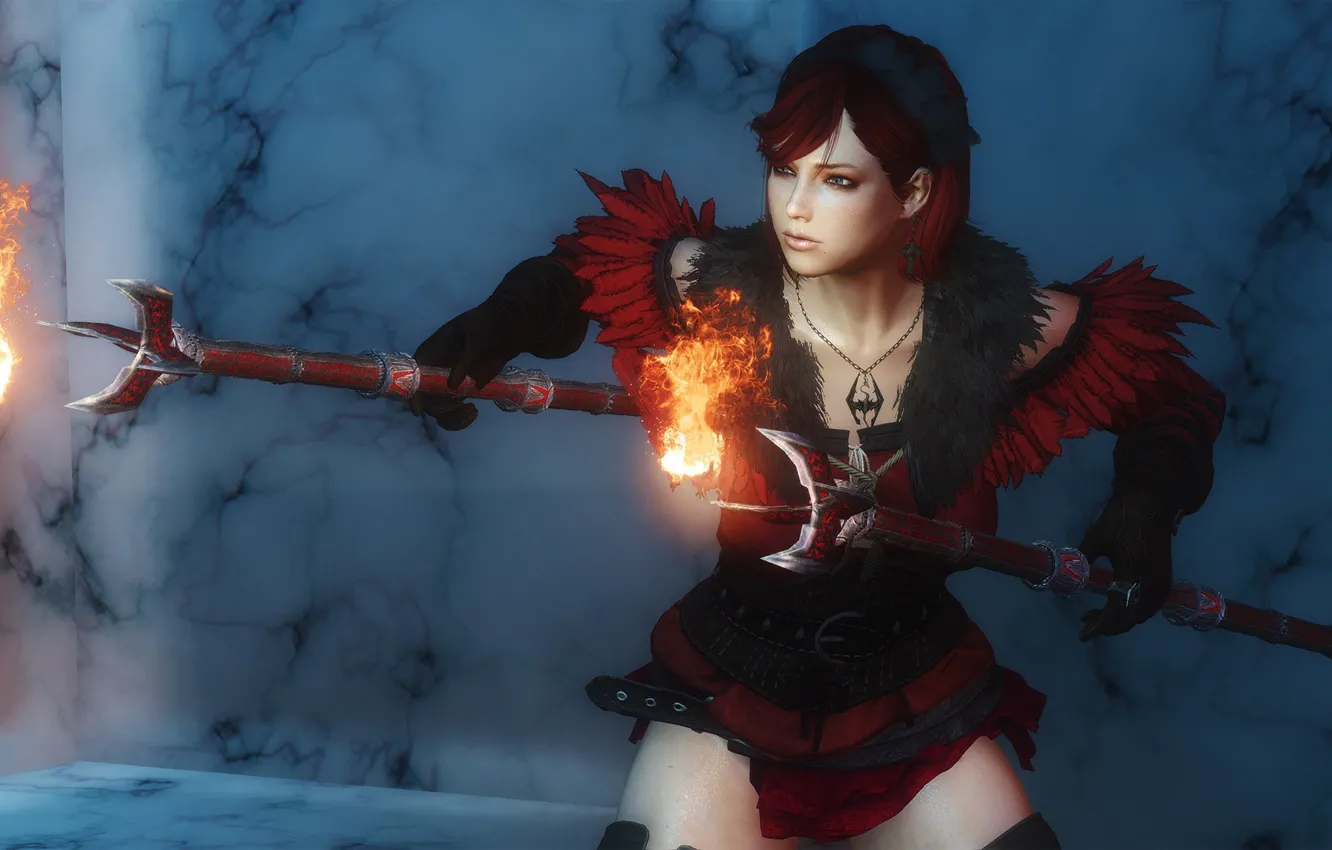 Photo wallpaper girl, pose, weapons