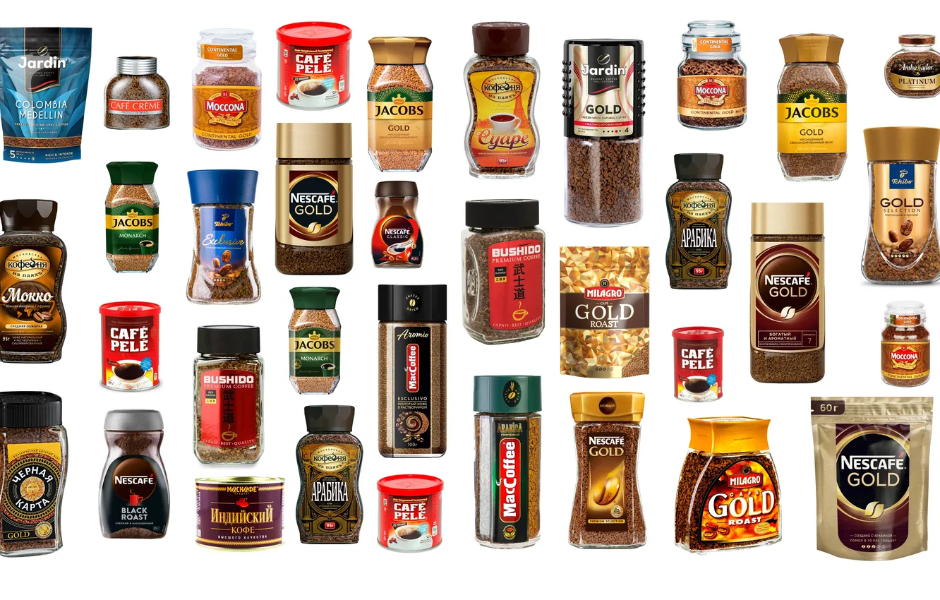 Photo wallpaper coffee, a lot, white background