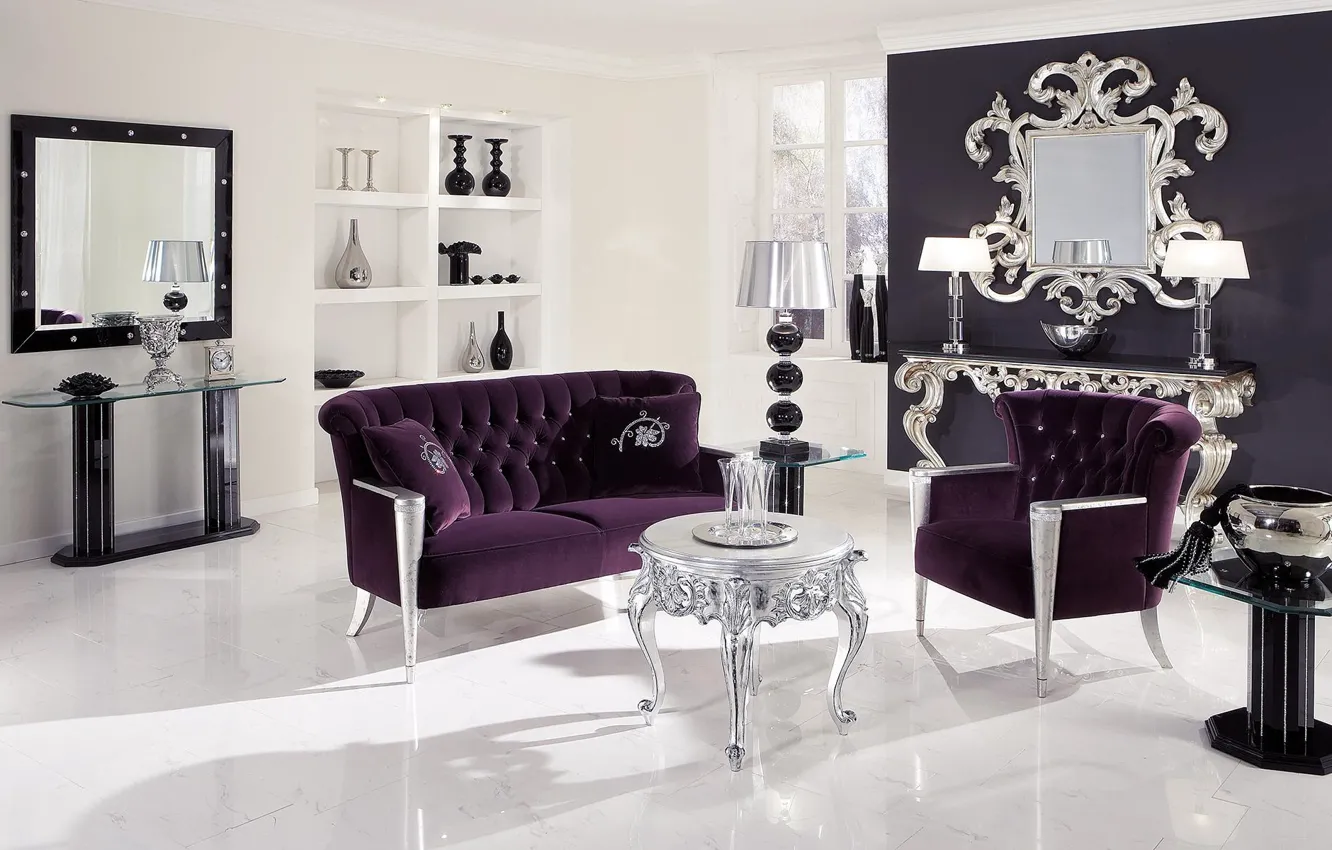 Photo wallpaper design, room, sofa, furniture, chair, chandelier, living room