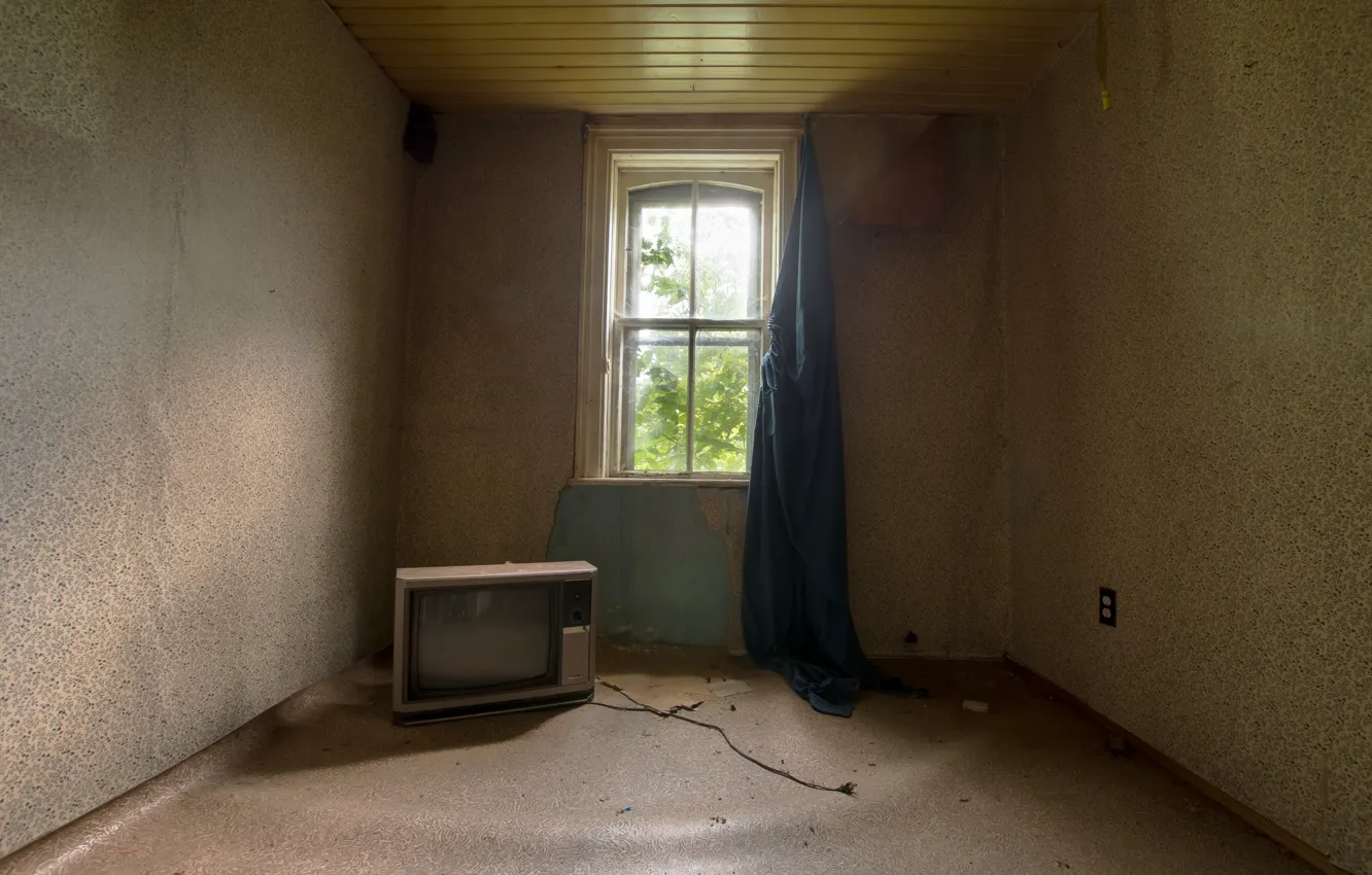 Photo wallpaper room, TV, window