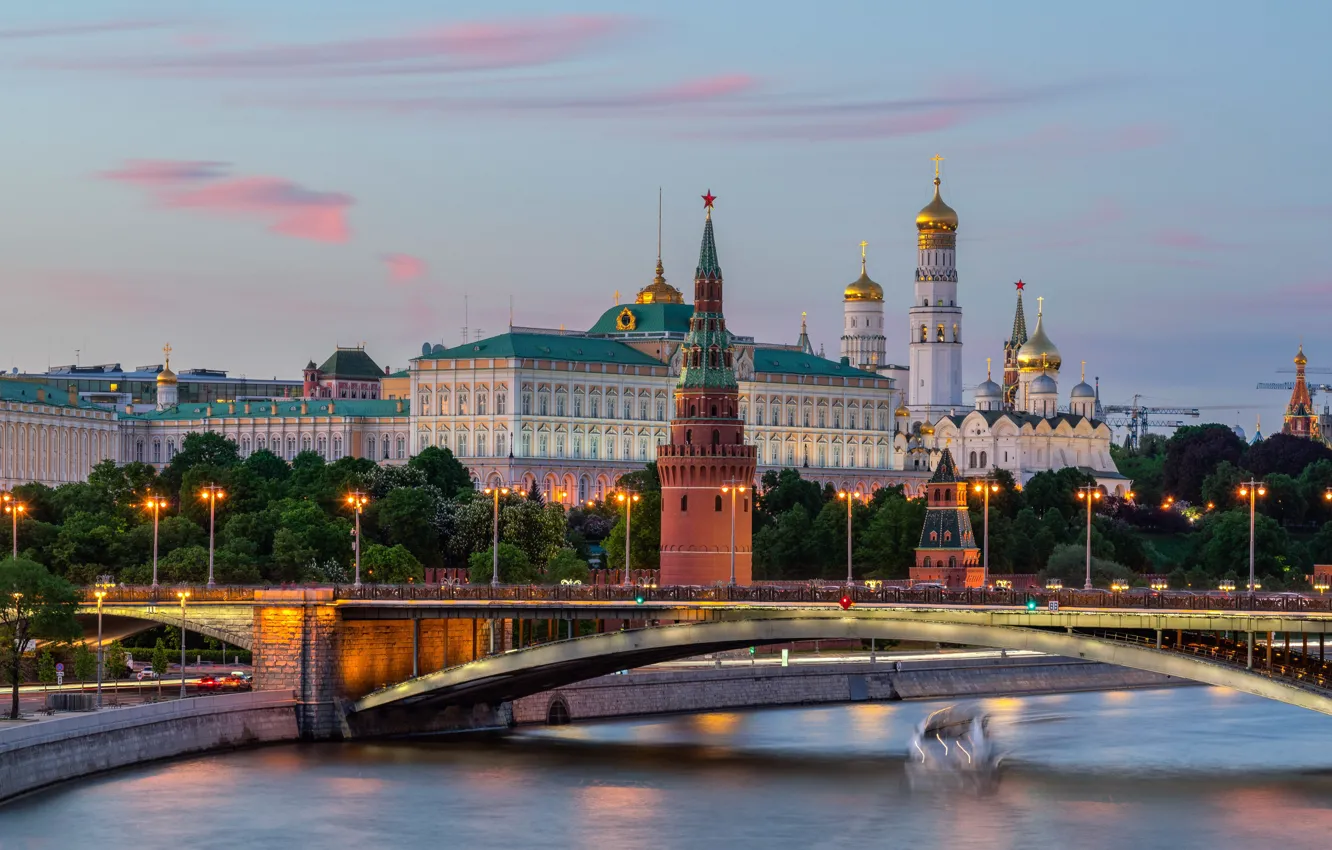Photo wallpaper bridge, Moscow, Cathedral, The Kremlin, Russia, attraction, Russia, Moscow
