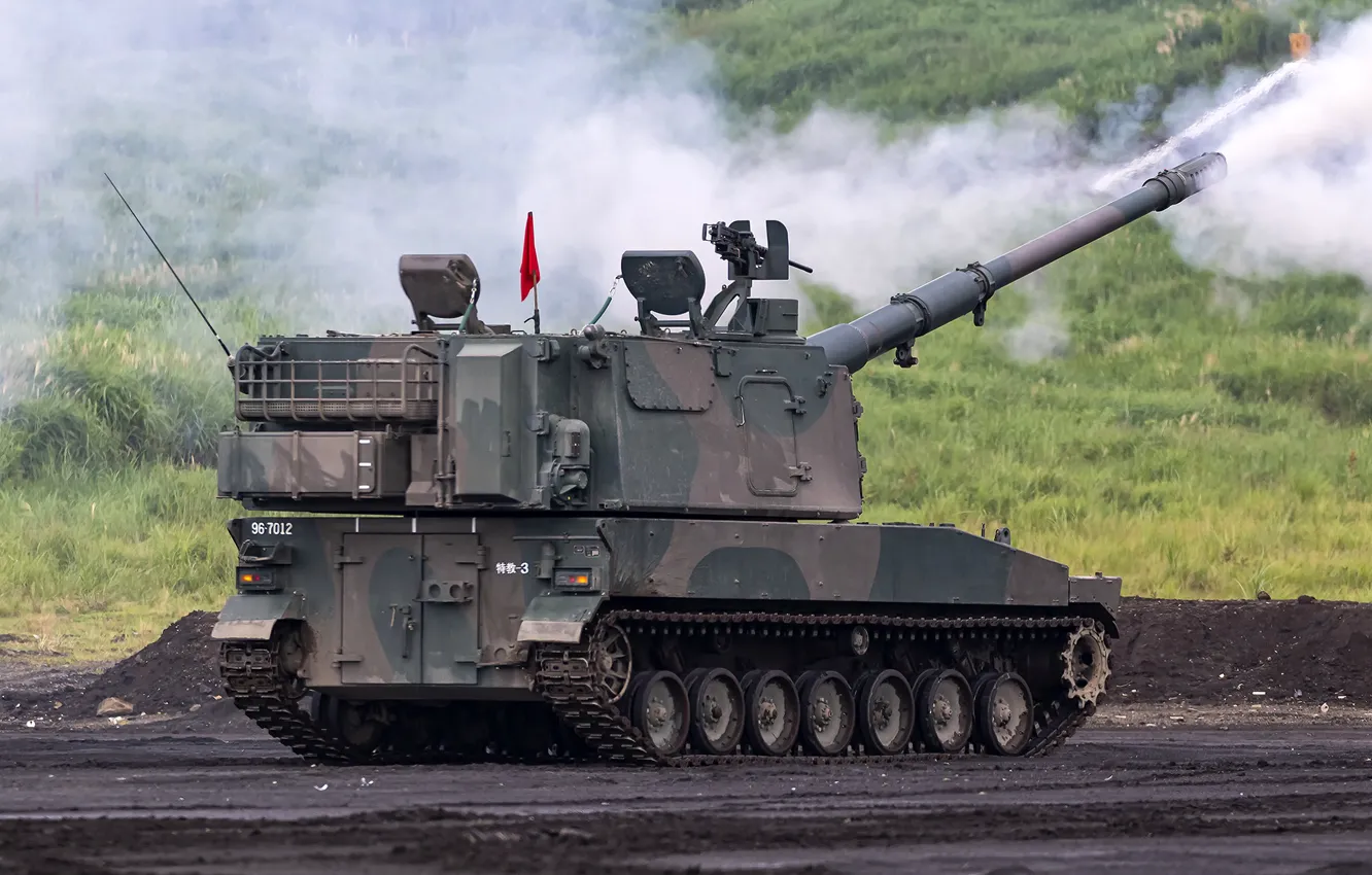 Photo wallpaper Japanese, self-propelled howitzer, Type 99, 155mm