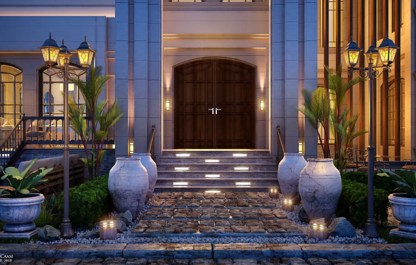 Photo wallpaper building, the door, entrance, entrance, BULCHANDANI VILLA