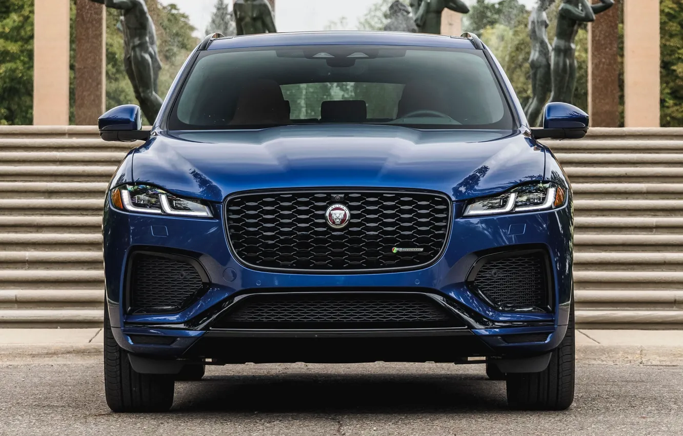 Photo wallpaper Jaguar, ladder, sculpture, exterior, F-Pace, R-Dynamic, Jaguar F-Pace R-Dynamic