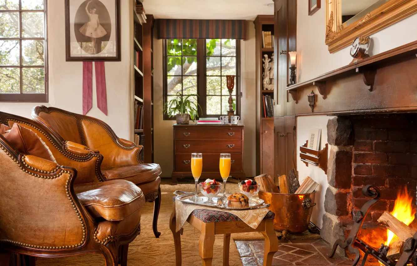 Photo wallpaper heat, interior, fireplace, California, cozy, Monterey Inn