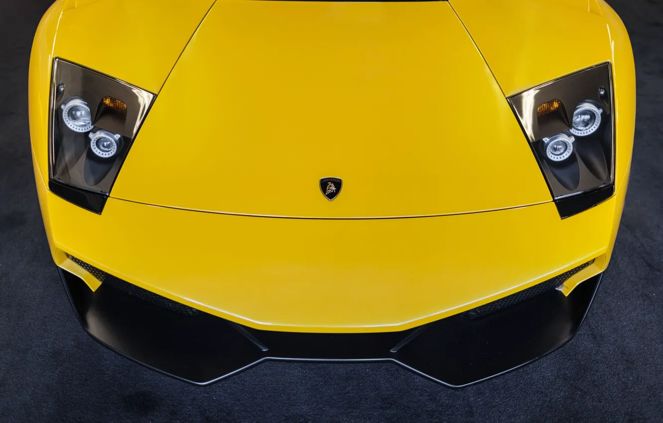 Photo wallpaper Lamborghini, yellow, Lamborghini, yellow, Murcielago, front, murciélago