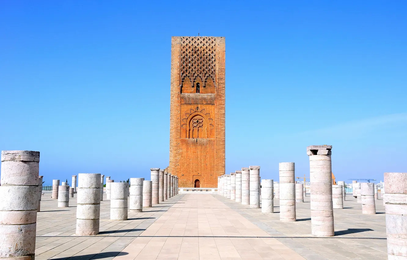 Photo wallpaper sky, photo, sandstone, Morocco, Rabat, pillar, Pole, Madia