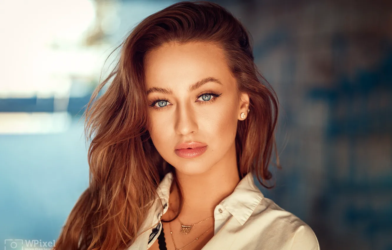 Photo wallpaper look, girl, face, hair, portrait, Wojtek Polaczkiewicz, Ola Kocik