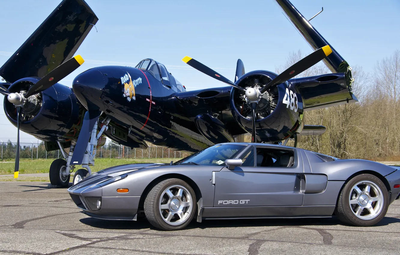 Photo wallpaper Ford, fighter, Ford, supercar, the airfield, F7F Tigercat