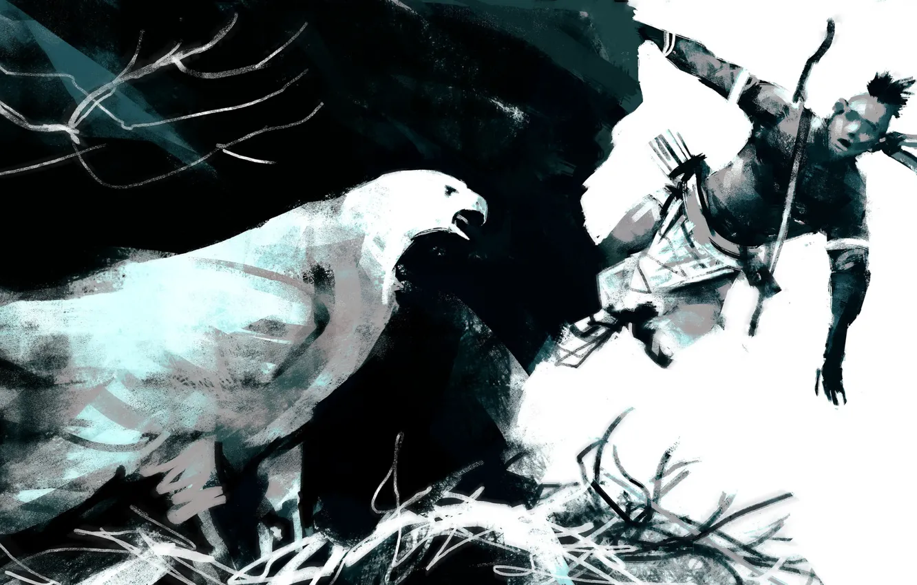 Photo wallpaper bird, warrior, hawk, Indian