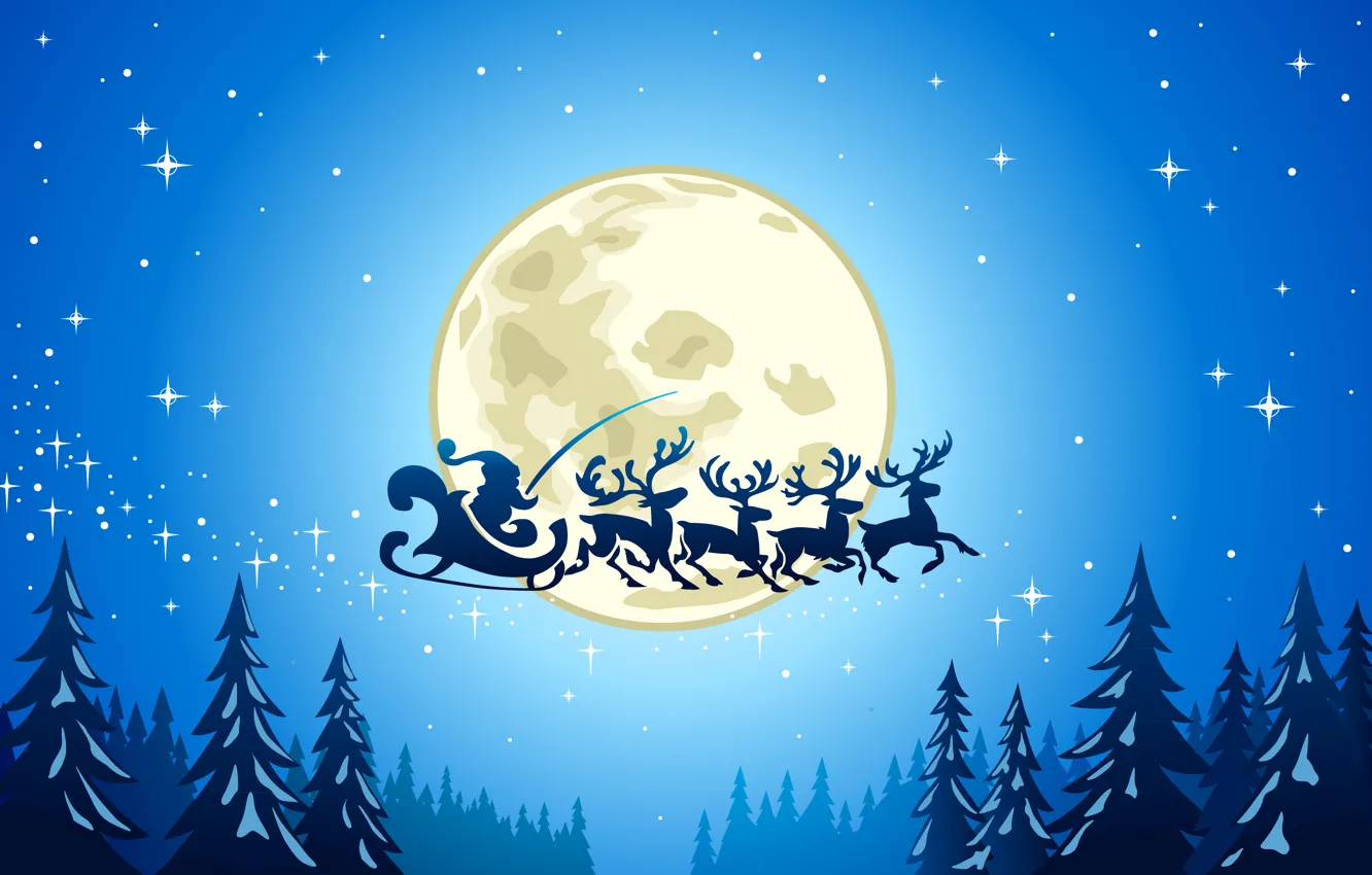 Photo wallpaper stars, snow, trees, city, the city, vector, graphics, new year