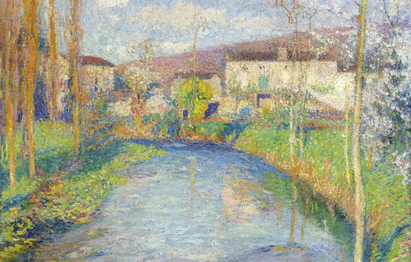 Photo wallpaper landscape, picture, Henri-Jean Guillaume Martin, Henri Matrin, The River Lot In Spring
