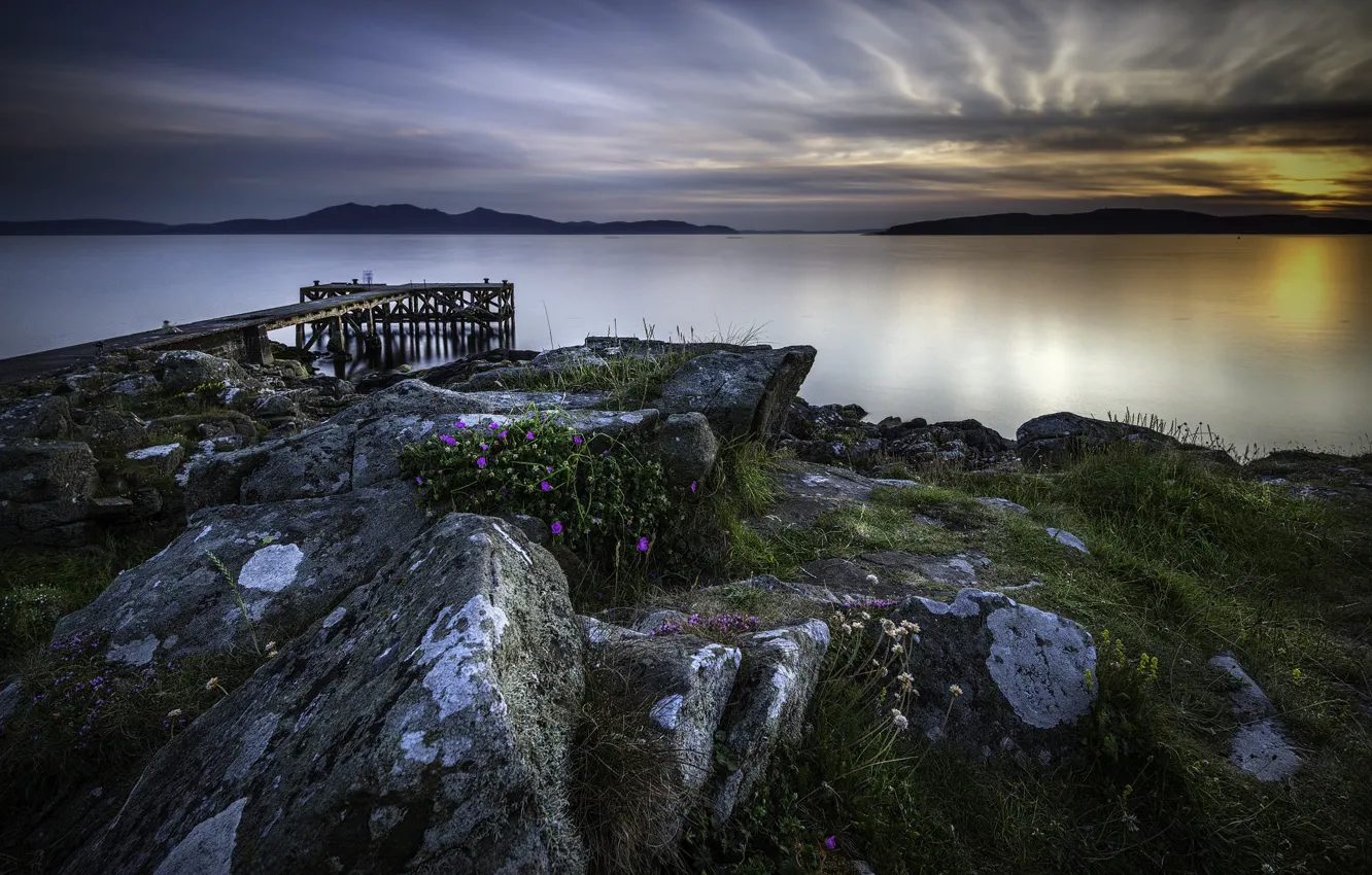 Photo wallpaper calm, silence, the evening, Scotland, pierce, United Kingdom, Ayrshire coastline
